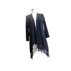 Chico's Size S Small (0) Black Fringed Slinky Stretchy Travelers Jacket Top